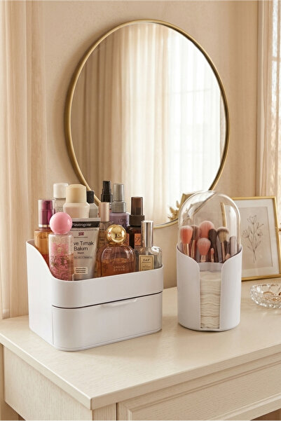 Higienox Makeup Organizer and Brush Organizer Set with Cotton Container