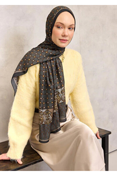 Silk Home Floş Viscose Organic Shawl Smoky Gray Rope Patterned Fluid Draped 7...