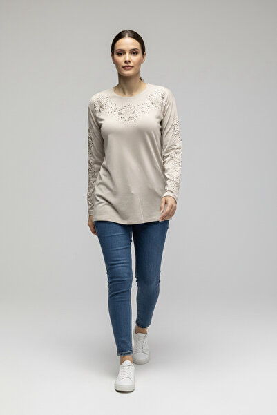 ECE GİYİM ΓΥΝΑΙΚΕΙΑ ΜΠΛΟΥΖΑ ΛΙΚΡΑ ΜΕ ΚΕΝΤΗΜΕΝΟ ΓΙΑΚΑ ΚΑΙ ΜΑΝΙΚΙΑ