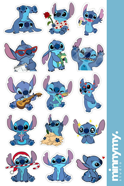 Minnymy Stitch Collection Sticker, Çıkartma, Ajanda, Günlük, Planlayıcı, Bull...