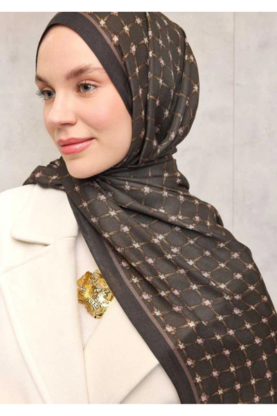 Silk Home Floş Viscose Organic Shawl Brown Rope Patterned Fluid Draped 75X195