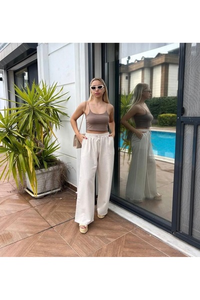 DİLARA TARTAR BUTİK BELİ LASTİKLİ KETEN ALT