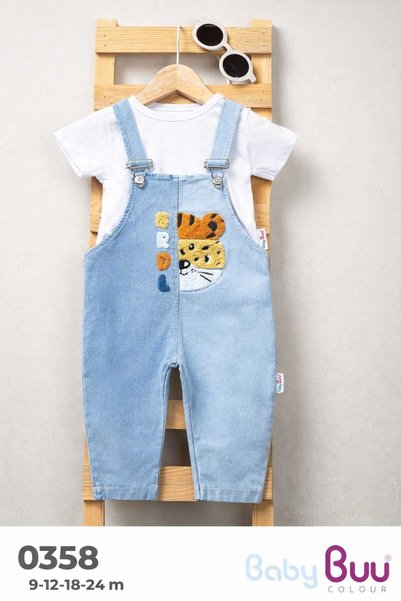 Baby Buu Baby Boy Denim Salopet Jumpsuit with Tiger Pattern Stylish & Comfortable