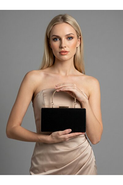 Biçanta Black Color Imported Luxury K Velvet Chain Metal S Strappy Crystal St...