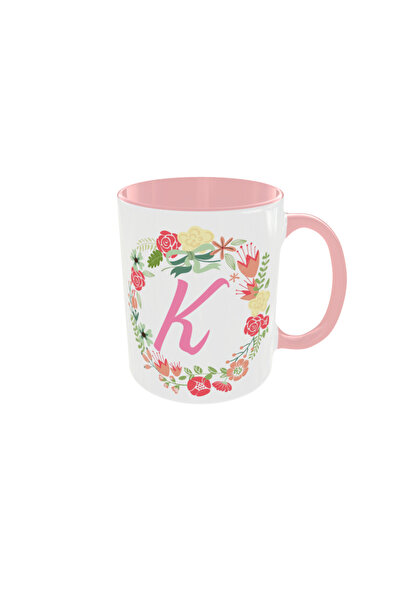 OEM Personalized floral letter K mug, 350ml – the ideal gift for any occasion