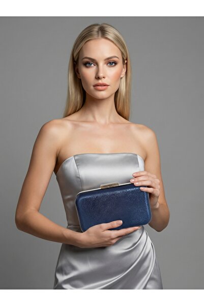 Biçanta Μπλε ναυτικό χρώμα Εισαγόμενο γυαλιστερό ύφασμα με μεταλλική θήκη με ...