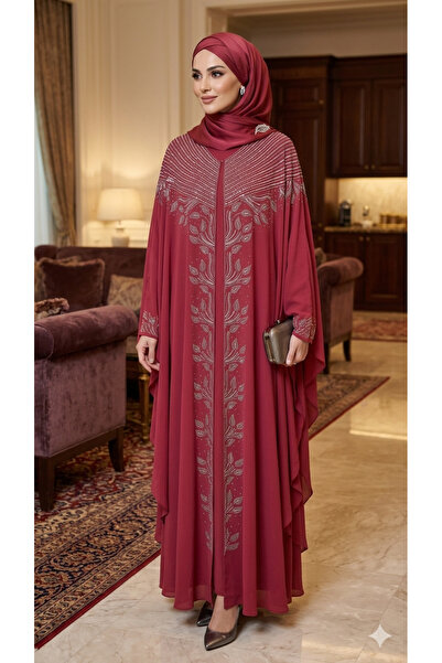 Luma Decor Taş İşlemeli Şık Abaya 2 li Takım