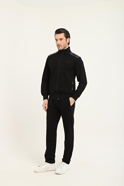 wera تصميم أنيق باللون الأسود، قماش ناعم الملمس، قطن ممشط مضغوط، بدلة رياضية ...