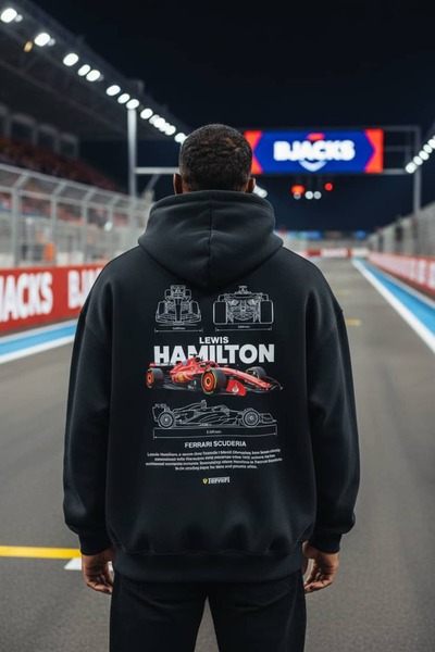 BJACKS Motorsports Wear Hanorac Lewis Hamilton Ferrari – Hanorac cu glugă uni...