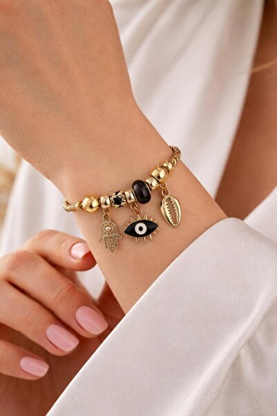 stainless steell Gold Multi-Colored Charm Steel Bracelet