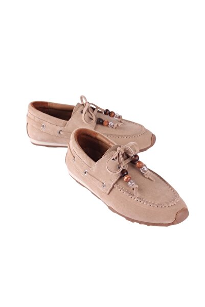 luuq shoes Alvena Genuine Leather Suede Lace-Up Women's Loafer with Bead Acce...