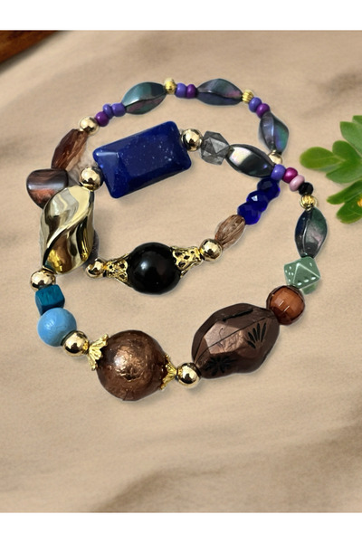 COCOSH TAKI Brown Blue Purple Gold Detailed Multi-Combination Bracelet