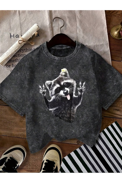 valeriae Tricou casual gri cenușiu spălăcit - Colecția Urbană, croială confor...