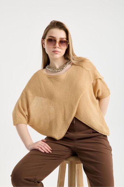 sumoda Women's Asymmetrical Cut Knitwear Blouse