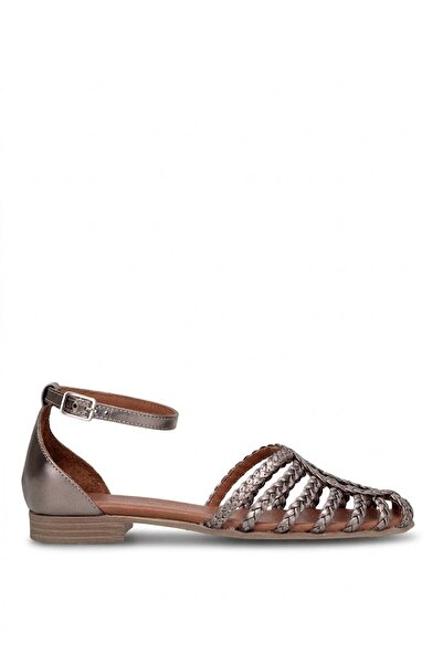 Mammamia D26YS-5280 Sandale plate din piele naturală pentru femei, Platinum