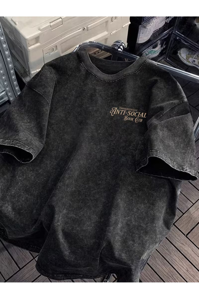 CLASSY.MODA Tricou cu aspect uzat și spălăcit - Top lejer cu design retro și ...