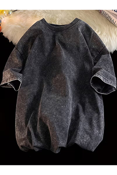 bellanova Ανθρακίτενο Vintage T-Shirt με παλαιωμένη όψη - 100% Βαμβάκι Σειρά ...