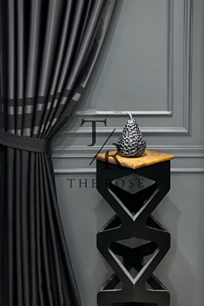 The Rose Türkiye'de Tek Termal Antrasit Desenli Blackout %100 Karatma Perde K...