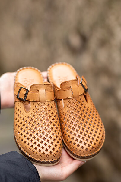 EREN SHOES BAG BRUMA Hakiki Deri Lazerli Ortopedik Terlik