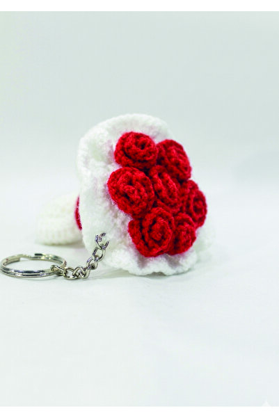 BLACKONECLASS Handmade Knitted Rose Bouquet Keychain – Amigurumi Flower, Bag ...