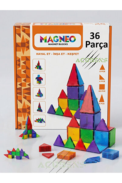 Acubens Eğitici Öğretici Manyetik Renkli Yapı Blokları Mıknatıslı Oyun Seti