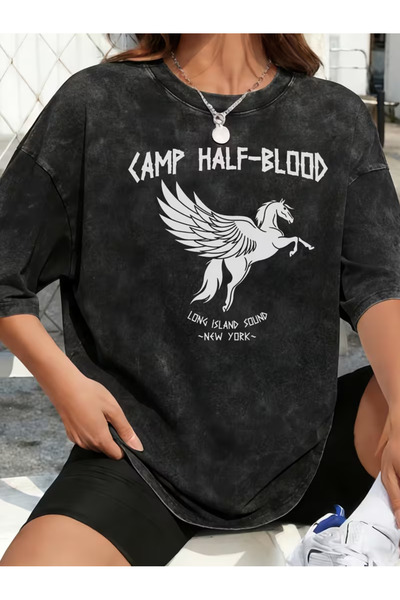 bellanova تي شيرت كبير الحجم بتصميم مدخن وعتيق - قميص فضفاض بتصميم ريترو من ق...