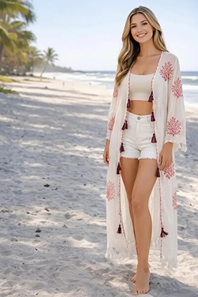 ELİTE NOVA SHOPPİNG Black and White Cotton Fabric Colorful Stone Printed Long...