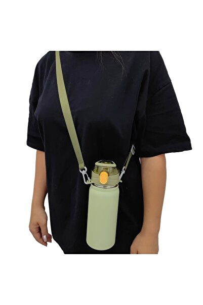 bentopia Paslanmaz Çelik Su Matarası - 600 ml - Askılı - Pipetli veya Pipetsi...