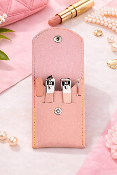 Gift LAB Pink Pedicure and Manicure Set in a Luxury Leather Pouch (Drzen-12Ha...