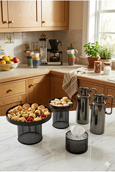 Generic Integrated Set of Tea and Coffee Trays, Cake and Dessert Stand, and N...