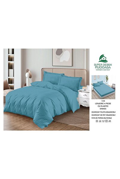 Super Design Pucioasa 4-PIECE DAMASK LINEN SET WITH ELASTIC – REFINEMENT, COM...