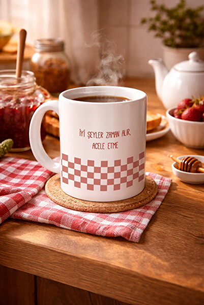 hit nokta Motivasyon Yazılı Kupa Bardak İyi Şeyler Zaman Alır Tasarım Porsele...