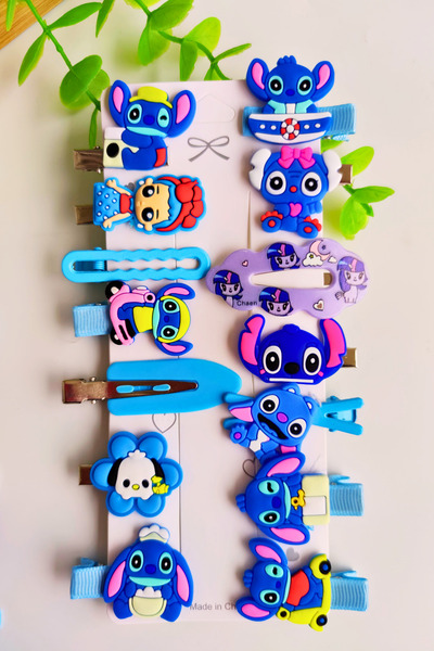Nisankids Κοριτσίστικες αγκράφες με σχέδιο Stitch - Σετ 14 τεμαχίων με αγκράφ...