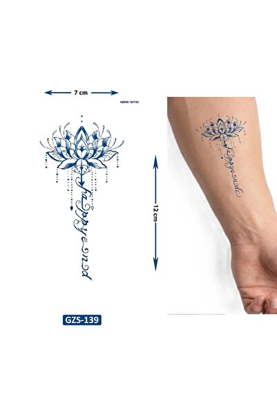 Airbrush Tattoo Yazılı Lotus Yarı Kalıcı 1 Aylık Geçici Dövme