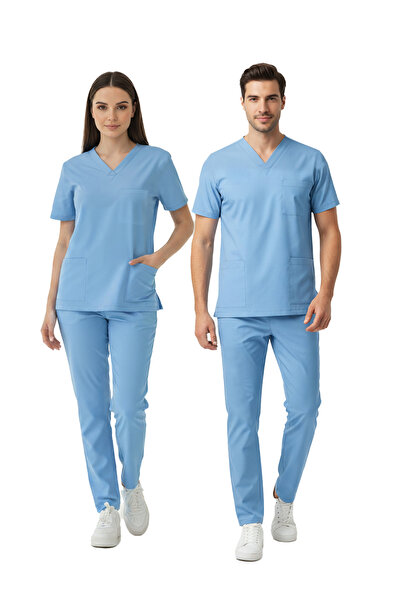 ÇİZGİ MEDİKAL Alaskan Blue Dr. Greys Doctor Nurse Medical Scrubs Set Luxury L...