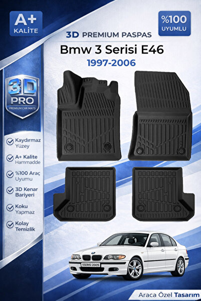 ACK Dizayn BMW E46 1997-2006 ARACINIZA ÖZEL ÜRETİM 3D HAVUZLU PASPAS TAKIMI A+