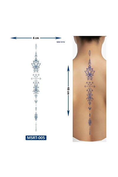 Airbrush Tattoo Lotus Kar Tanesi 48 cm Büyük Boy Yarı Kalıcı Sırt Dövmesi