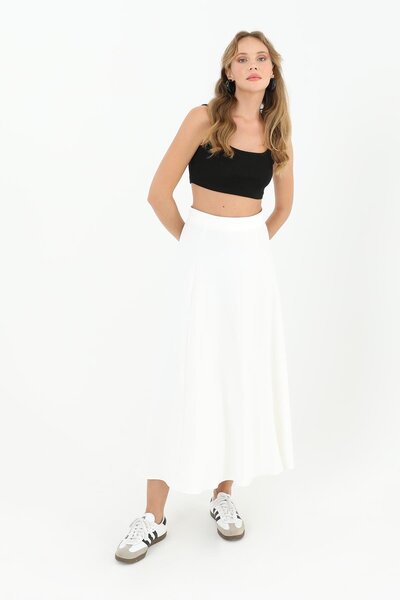 Puane Fusta evazată cu inserții colorate ECRU pentru femei 18201