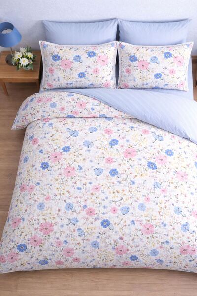 Sheri Home YENİ KIRÇİÇEK MODEL Çift Kişilik Nevresim (Yorgan Kılıfı+2 Adet Ya...