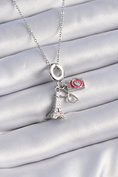 Nehir قلادة أنيقة من الفولاذ 316L باللون الفضي على شكل برج إيفل، قلادة نسائية...
