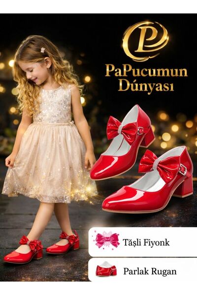 PAPUCUMUN DÜNYASI Балеринки за момичета на ток с панделка