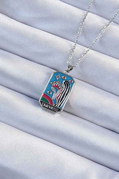 Nehir Stylish 316L Steel Chain Silver Color Crown and Girl Figured Colorful E...