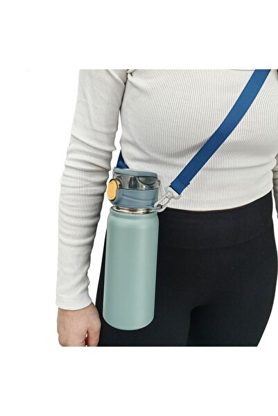 bentopia Paslanmaz Çelik Su Matarası - 600 ml - Askılı - Pipetli veya Pipetsi...