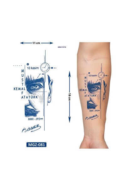 Airbrush Tattoo Kemal Atatürk 1 Ay Kalıcı Geçici Dövme Yapıştırma Dövme