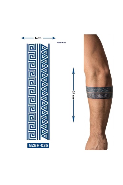 Airbrush Tattoo Geometrik Kol ve Ayak İçin Şerit Bant Dövmesi Yarı Kalıcı Geç...