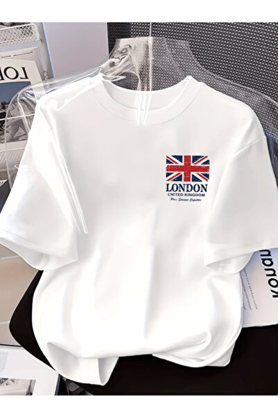 one button Μίνι μπλουζάκι London United Kingdom με στάμπα, Premium Oversize