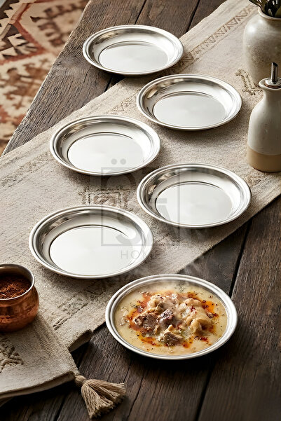 ÖzSa Home Sultan 6 Adet Kelle Paça Tabağı 19 cm Gümüş Yuvarlak Servis Sunum Y...