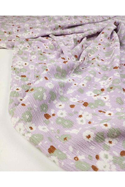 Kumaş Parça Lilac Floral Wrinkled Jersey Width: 145cm