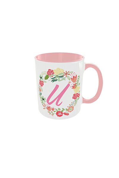 OEM Personalized white floral letter U mug, 350ml – the ideal gift for any oc...