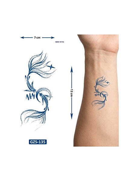 Airbrush Tattoo Balık Döngüsü Yarı Kalıcı 1 Aylık Geçici Dövme